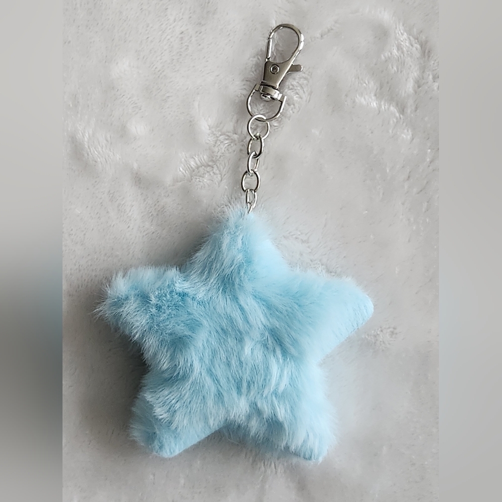 Fluffy Blue Star Keychain Bag Charm